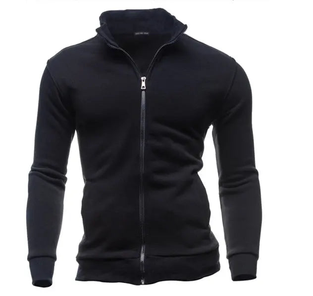 Men's zipped sweatshirt with stand-up collar