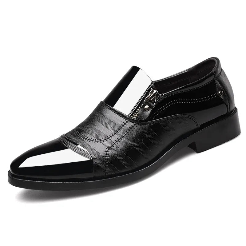 Men’s Loafers – Patent Leather – Sleek Fit – Side Zipper – Formal Dress Shoe