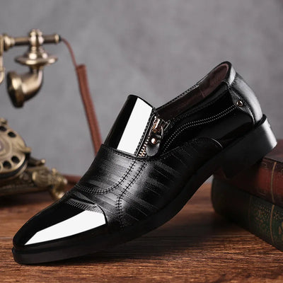 Men’s Loafers – Patent Leather – Sleek Fit – Side Zipper – Formal Dress Shoe