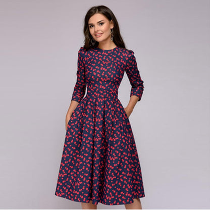 Women's Trendy Casual Midi Dress - Polyester