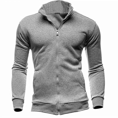 Men's zipped sweatshirt with stand-up collar