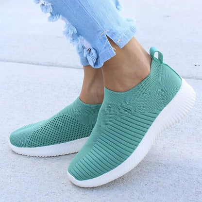 Women's Slip-On Sneakers - Breathable Knit Upper - Lightweight Comfort Fit