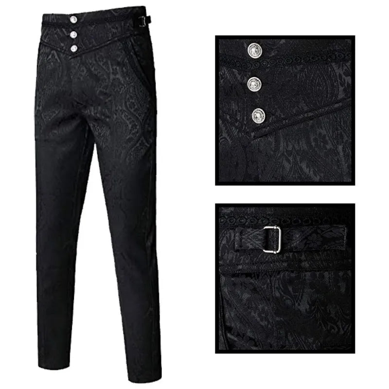 Gothic casual trousers for men with double buttons