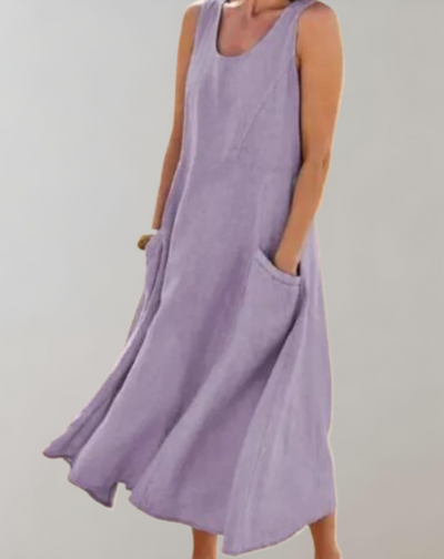 Sleeveless Women's Casual Summer Dress with Pockets - Lightweight Fabric