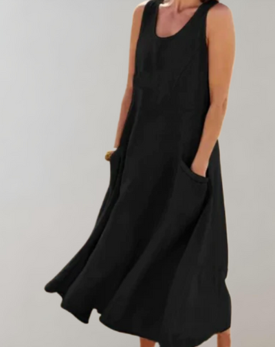 Sleeveless Women's Casual Summer Dress with Pockets - Lightweight Fabric