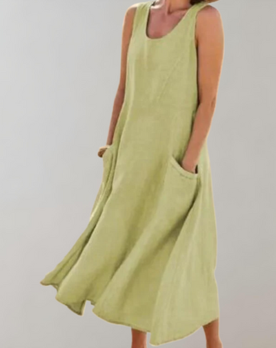 Sleeveless Women's Casual Summer Dress with Pockets - Lightweight Fabric