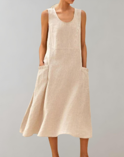 Sleeveless Women's Casual Summer Dress with Pockets - Lightweight Fabric