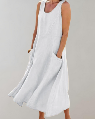 Sleeveless Women's Casual Summer Dress with Pockets - Lightweight Fabric