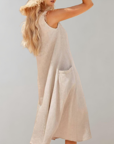 Sleeveless Women's Casual Summer Dress with Pockets - Lightweight Fabric