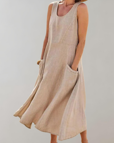 Sleeveless Women's Casual Summer Dress with Pockets - Lightweight Fabric