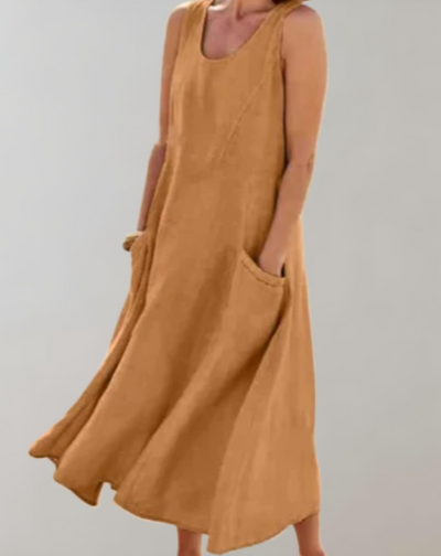 Sleeveless Women's Casual Summer Dress with Pockets - Lightweight Fabric