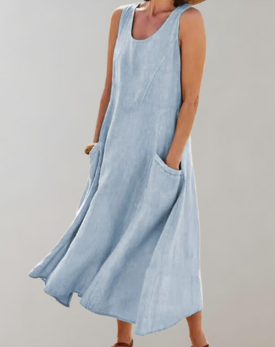Sleeveless Women's Casual Summer Dress with Pockets - Lightweight Fabric