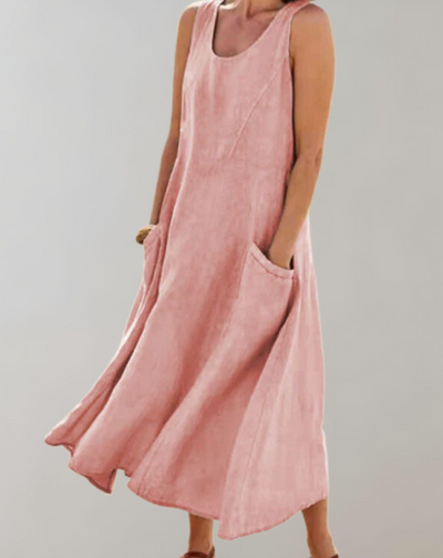 Sleeveless Women's Casual Summer Dress with Pockets - Lightweight Fabric
