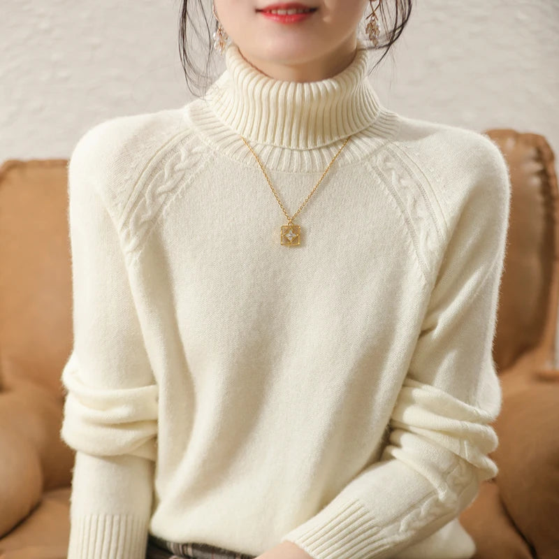 Women's long arm roll neck sweater