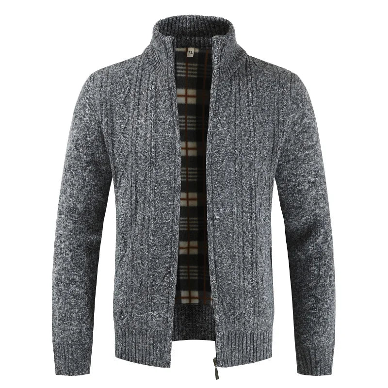 Men's cable knit cardigan with zipper