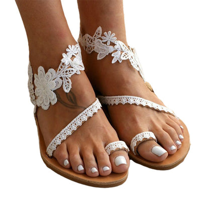 Women’s Slippers – Open Toe – Elegant Lace Straps – Breathable Soft Fit