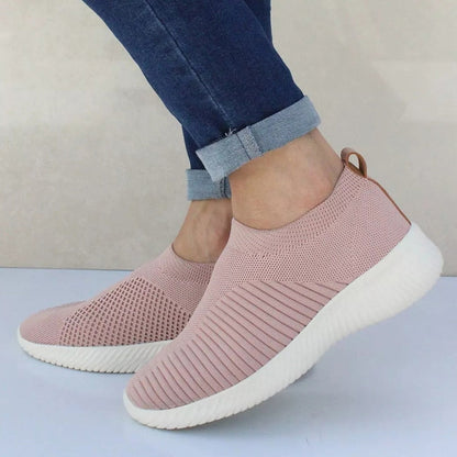 Women's Slip-On Sneakers - Breathable Knit Upper - Lightweight Comfort Fit