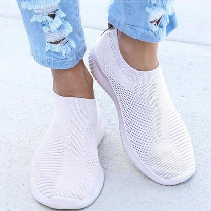 Women's Slip-On Sneakers - Breathable Knit Upper - Lightweight Comfort Fit