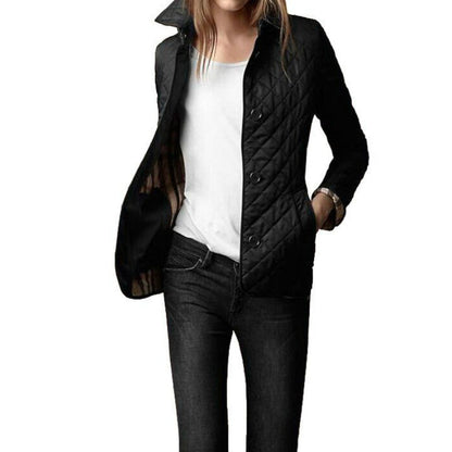 Women's lightweight quilted button closure coat