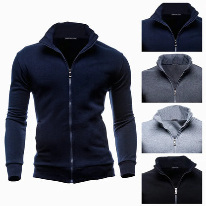 Men's zipped sweatshirt with stand-up collar