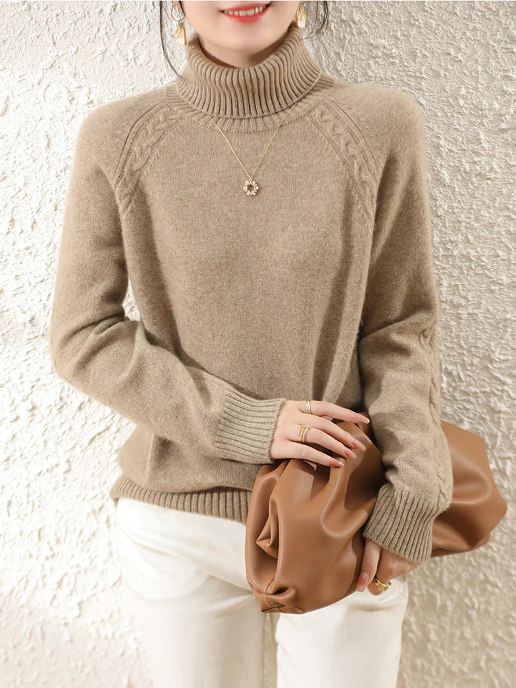 Women's long arm roll neck sweater