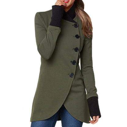 Women's casual stand collar button jacket