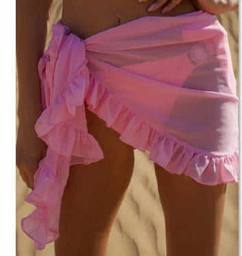 Women’s Wrap Skirt – Breathable Blend – Ruffled Hem – Tie Waist – Short Length