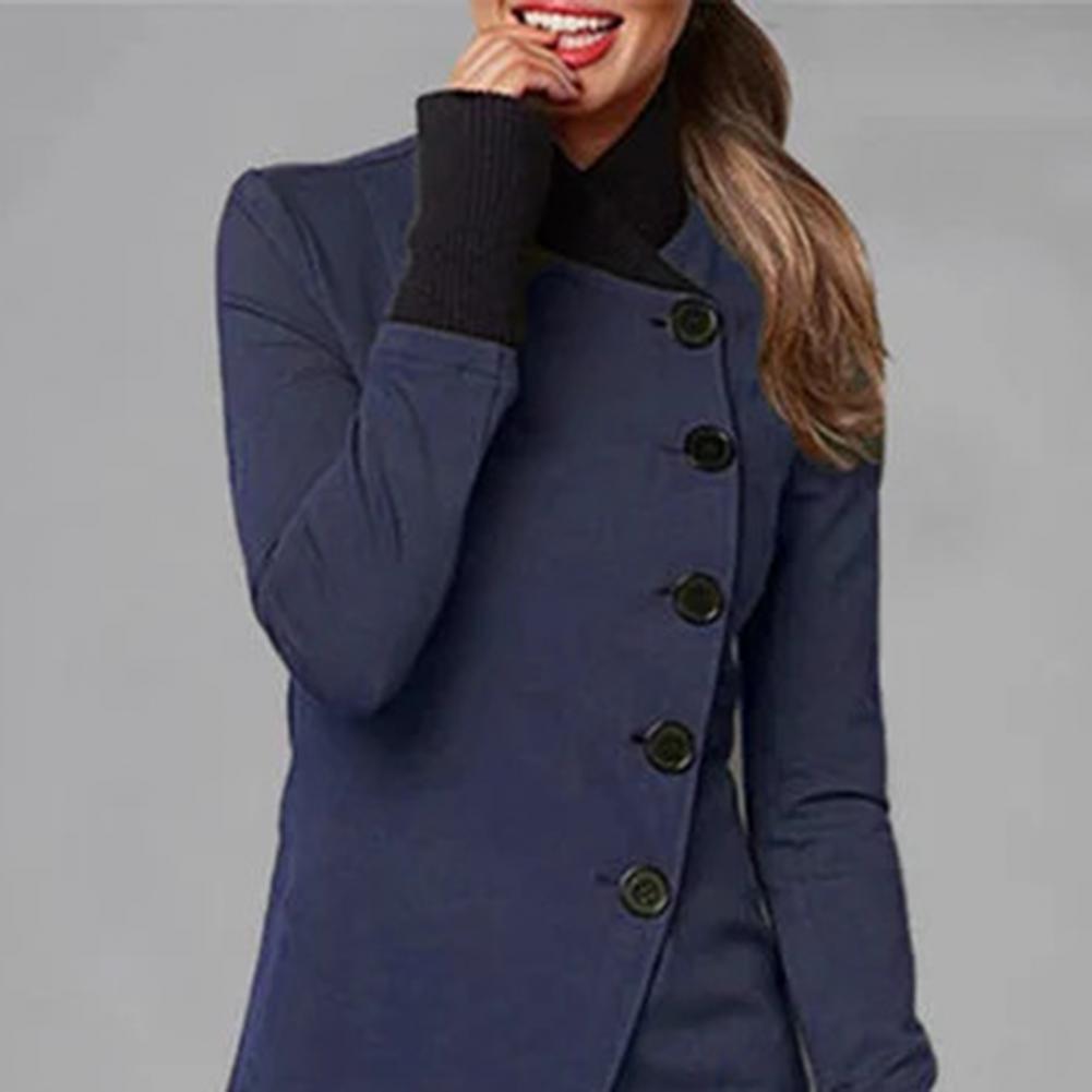 Women's casual stand collar button jacket