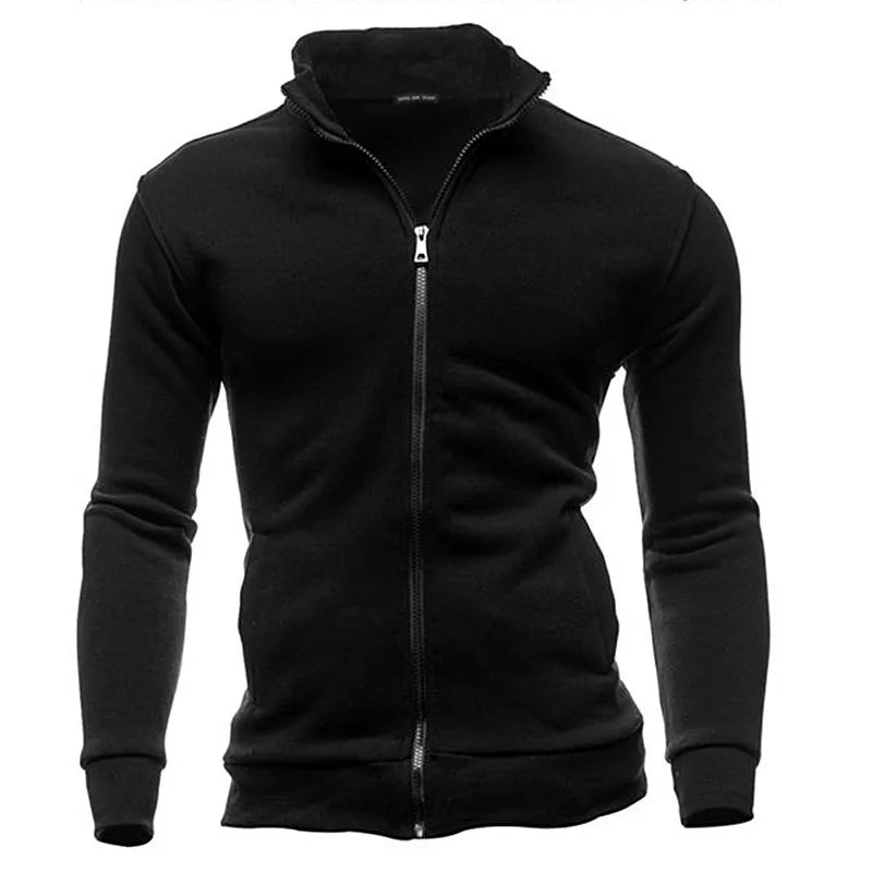 Men's zipped sweatshirt with stand-up collar