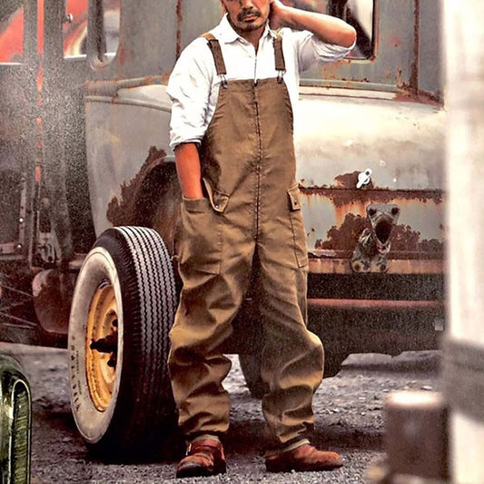 Men’s Work Overalls – Relaxed Fit – Adjustable Straps – Utility Pockets – Natural Fibers