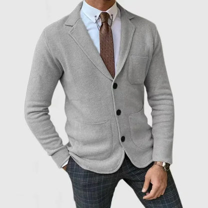 Men’s Blazer – Tailored Fit – Soft Knit – Notched Lapel – Single-Breasted Design