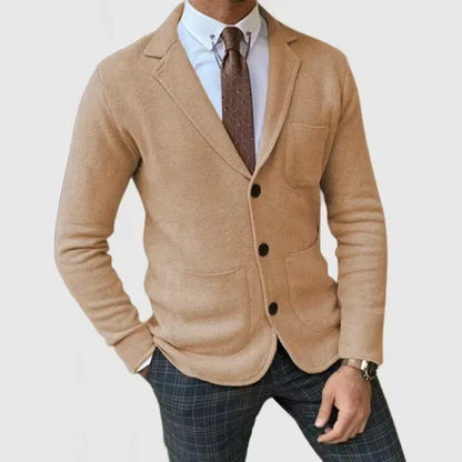 Men’s Blazer – Tailored Fit – Soft Knit – Notched Lapel – Single-Breasted Design