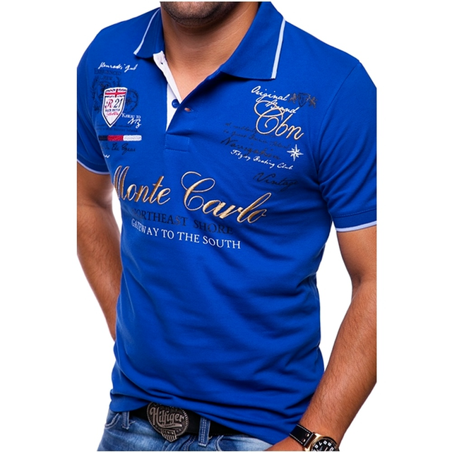 Men’s Polo Shirt – Slim Fit – Breathable Blend – Graphic Front – Contrast Trim
