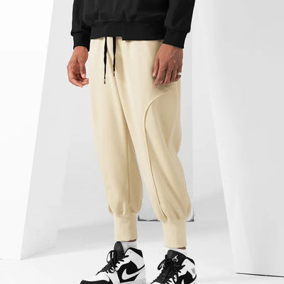 Men's Jogger Trousers - Relaxed Fit - Elastic Waistband with Drawstring - Cuffed Ankles