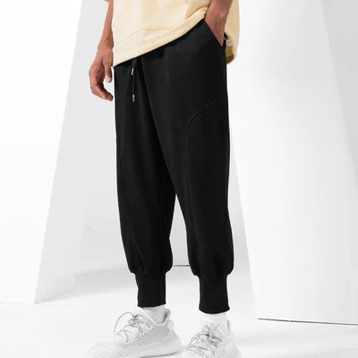 Men's Jogger Trousers - Relaxed Fit - Elastic Waistband with Drawstring - Cuffed Ankles