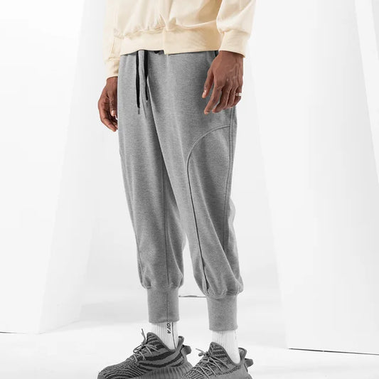 Men's Jogger Trousers - Relaxed Fit - Elastic Waistband with Drawstring - Cuffed Ankles