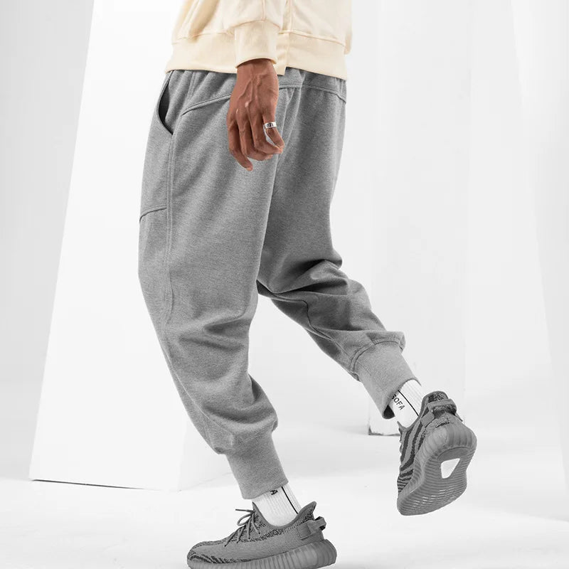 Men's Jogger Trousers - Relaxed Fit - Elastic Waistband with Drawstring - Cuffed Ankles