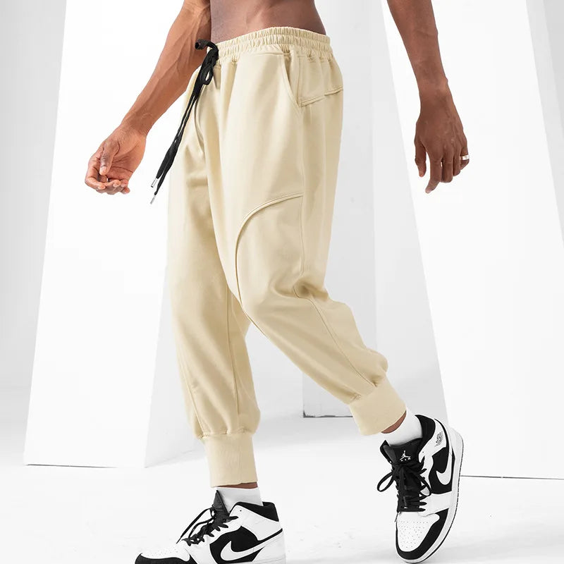 Men's Jogger Trousers - Relaxed Fit - Elastic Waistband with Drawstring - Cuffed Ankles