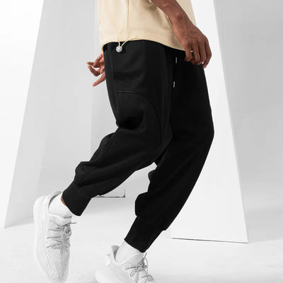 Men's Jogger Trousers - Relaxed Fit - Elastic Waistband with Drawstring - Cuffed Ankles