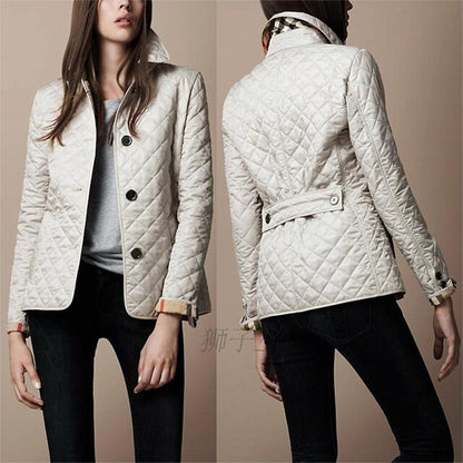 Women's lightweight quilted button closure coat