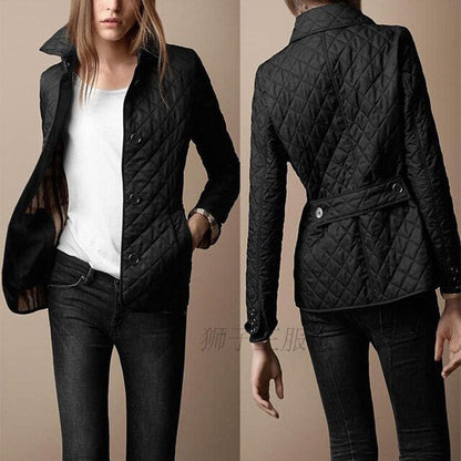 Women's lightweight quilted button closure coat