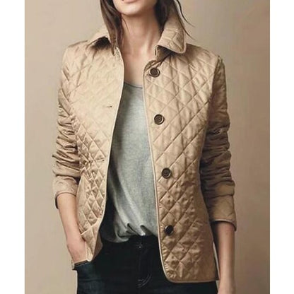 Women's lightweight quilted button closure coat