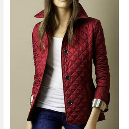 Women's lightweight quilted button closure coat