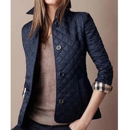 Women's lightweight quilted button closure coat