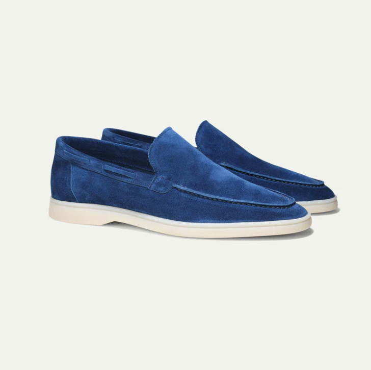 Men’s Slip-On Loafers – Genuine Leather – Suede Texture – Moc Toe – Classic Fit