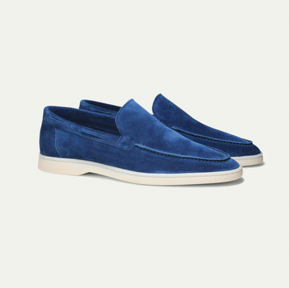 Men’s Slip-On Loafers – Genuine Leather – Suede Texture – Moc Toe – Classic Fit