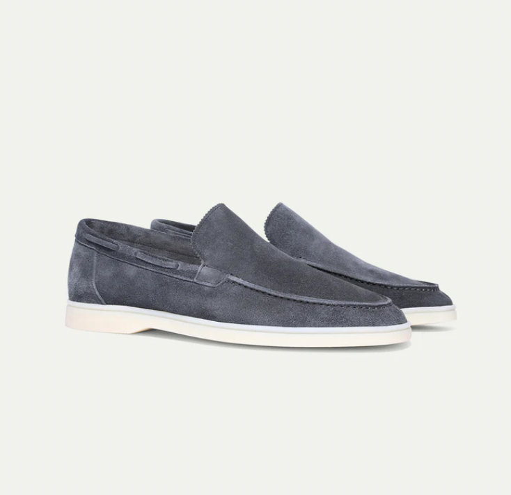 Men’s Slip-On Loafers – Genuine Leather – Suede Texture – Moc Toe – Classic Fit