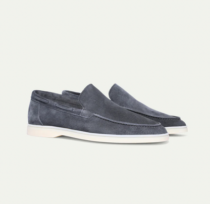 Men’s Slip-On Loafers – Genuine Leather – Suede Texture – Moc Toe – Classic Fit