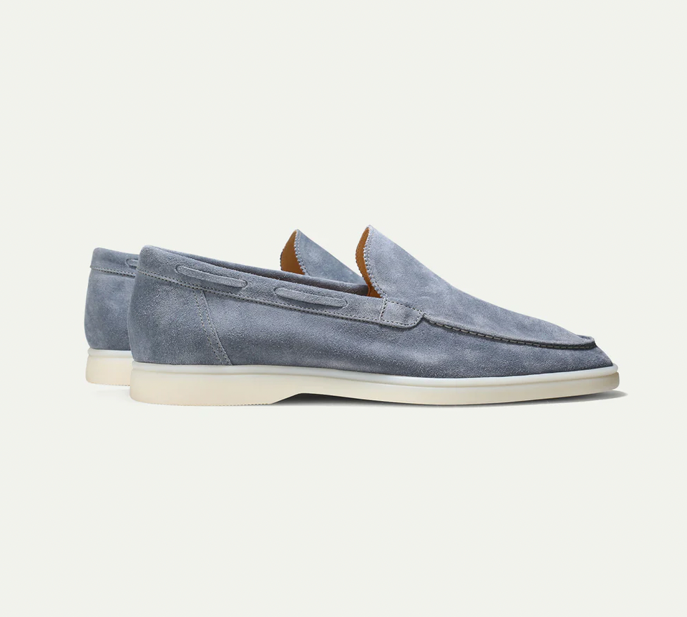 Men’s Slip-On Loafers – Genuine Leather – Suede Texture – Moc Toe – Classic Fit