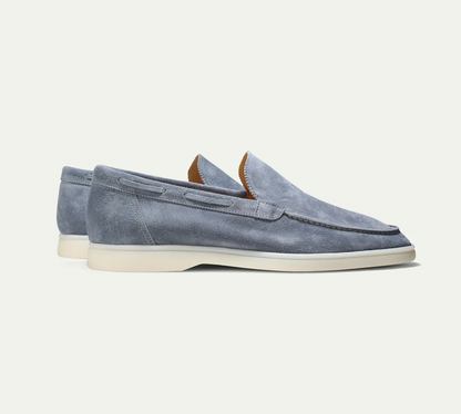 Men’s Slip-On Loafers – Genuine Leather – Suede Texture – Moc Toe – Classic Fit